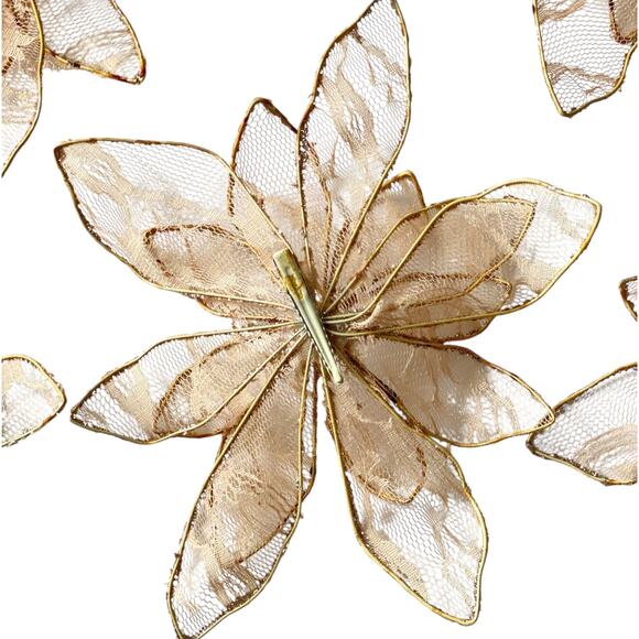 Vintage Christmas Poinsettia Clip Ornaments
Lace Wire with Glitter(5)Clipbacks - Picture 5 of 5